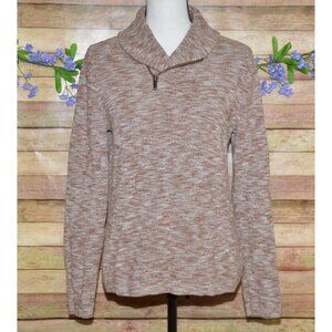Express Ladies Brown Zip Shawl Collar Sweater Size M Cotton Warm Casual